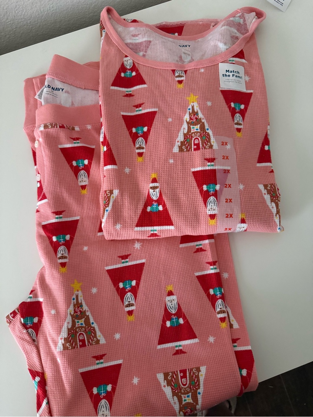Old Navy Pink Holiday Santa Waffle-Knit Pajama set   NWT.  Size 2x